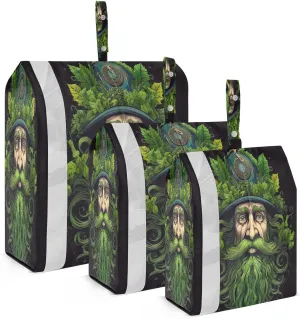 Green Leaves Old Man Compression Packing Cubes Suitcase Organizer Bags Set for Travel Cubes for Carry on Luggage