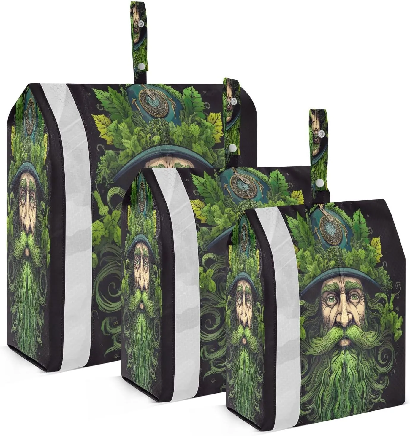 Green Leaves Old Man Compression Packing Cubes Suitcase Organizer Bags Set for Travel Cubes for Carry on Luggage