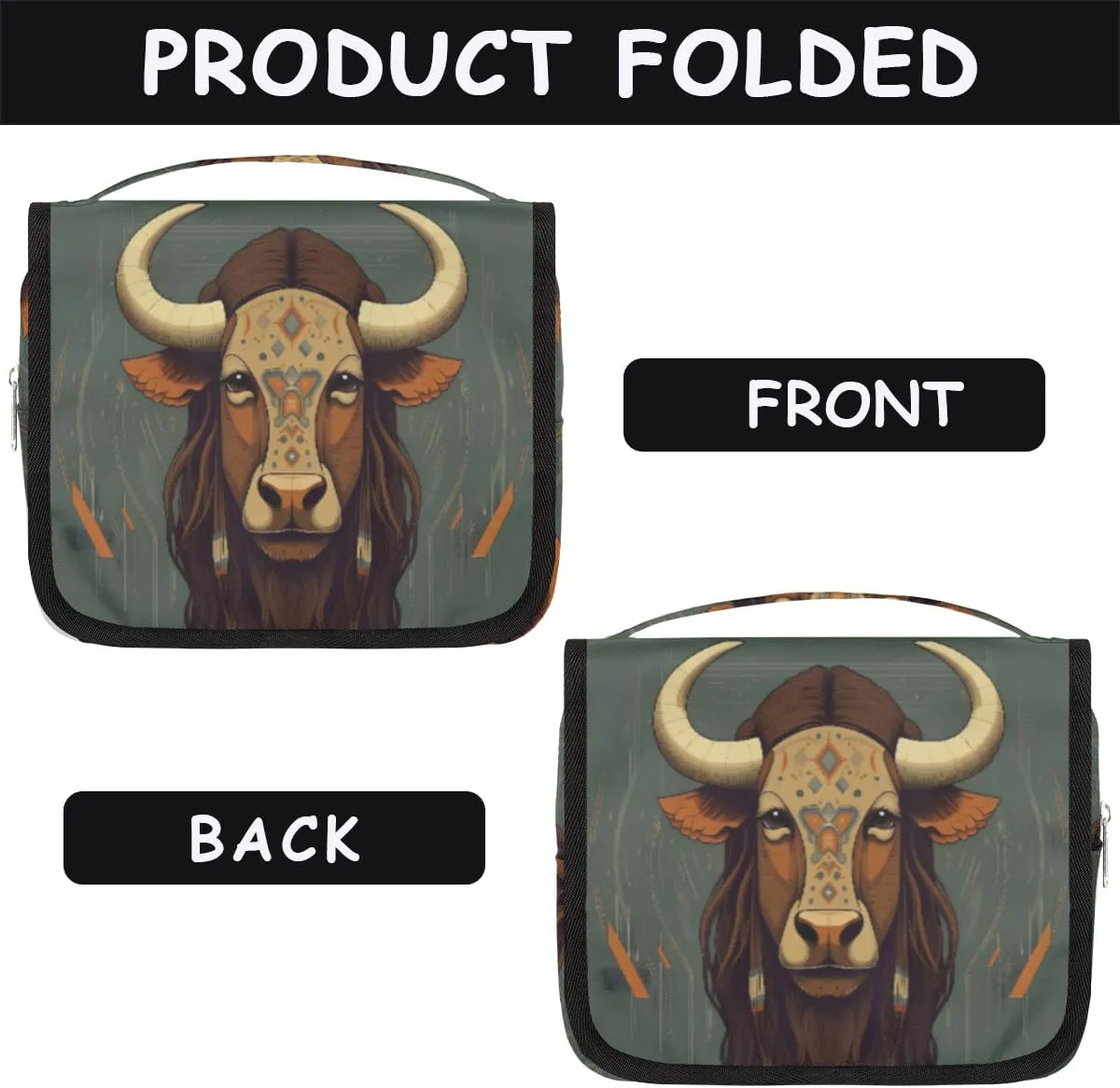 Hanging Toiletry Bag for Women & Men Small Travel Makeup Skincare Necessaire Organizer Kit Cosmetic Bags Waterproof Shower Pouch Expandable Compartments Africa Egypt Animal Cattle