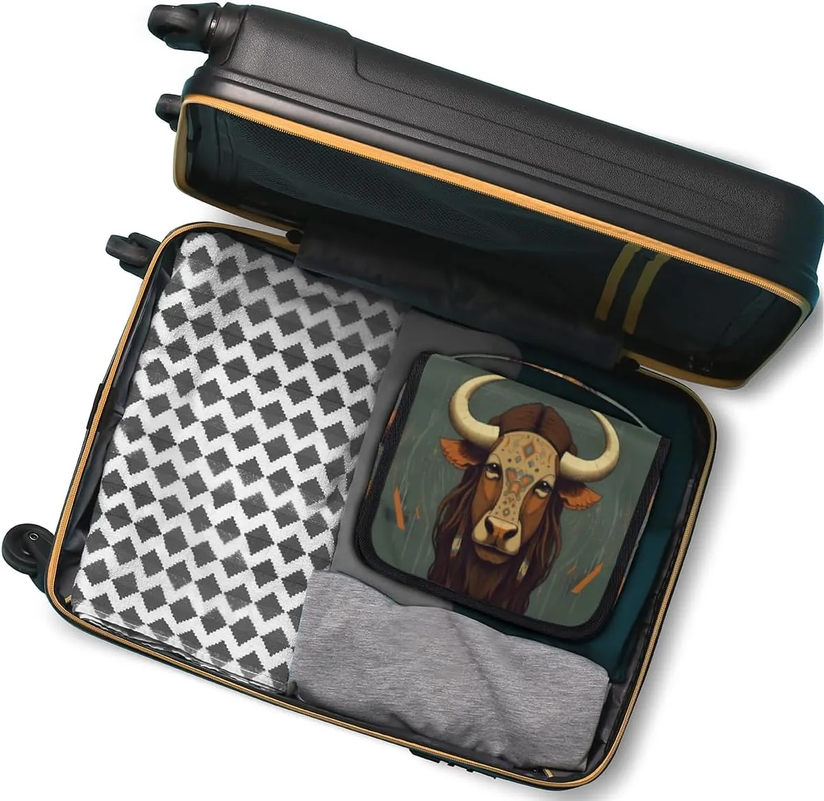 Hanging Toiletry Bag for Women & Men Small Travel Makeup Skincare Necessaire Organizer Kit Cosmetic Bags Waterproof Shower Pouch Expandable Compartments Africa Egypt Animal Cattle