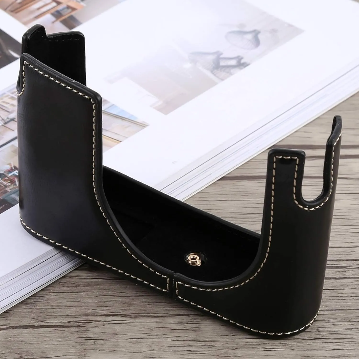 HONGYAN Camera Bags 1/4 inch Thread PU Leather Camera Half Case Base for Leica Q (Typ 116) Camera case (Color : Black)