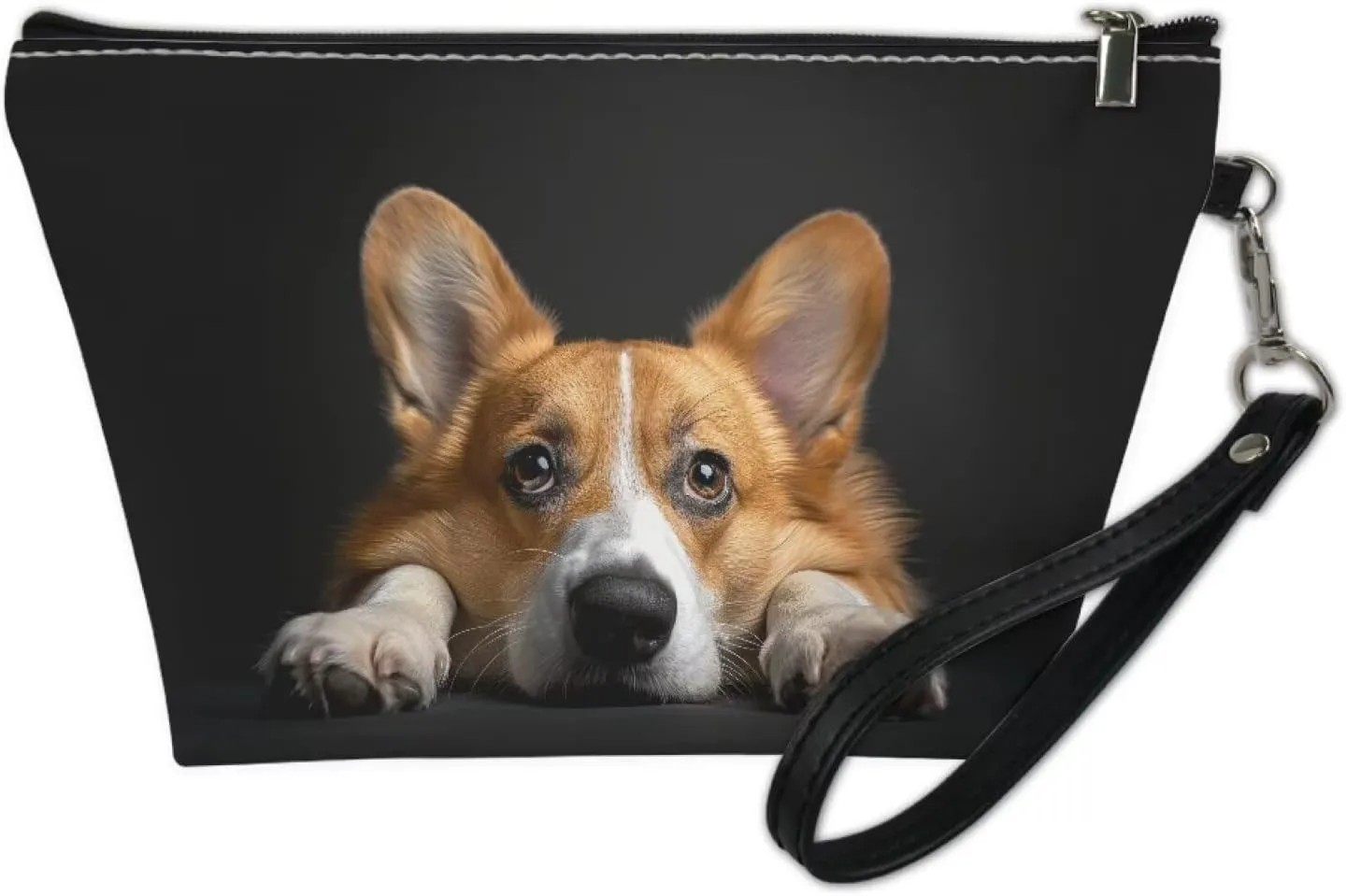 HUGS IDEA Black Corgi Cosmetic Bags Bulk Makeup Bags for Purse Small Cosmetic Bag Makeup Bags for Women Travel Toiletry Organizer Luggage Accessories
