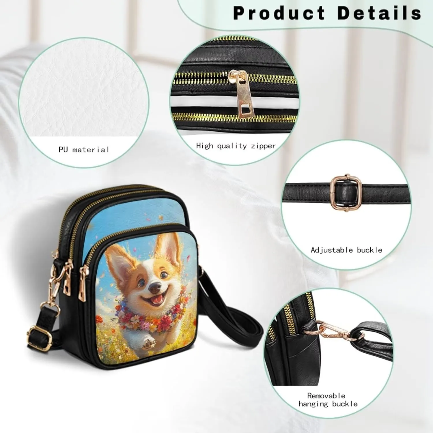 HUGS IDEA Crossbody Bags for Women Trendy Leather Crossbody Purse with Zipper Pockets
