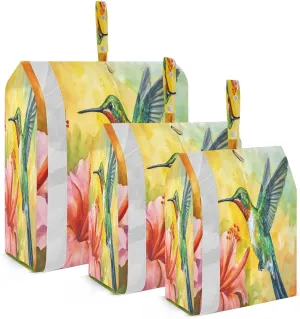 Hummingbird Tropical Flower Compression Packing Cubes Suitcase Organizer Bags Set for Travel Cubes for Carry on Suitcases