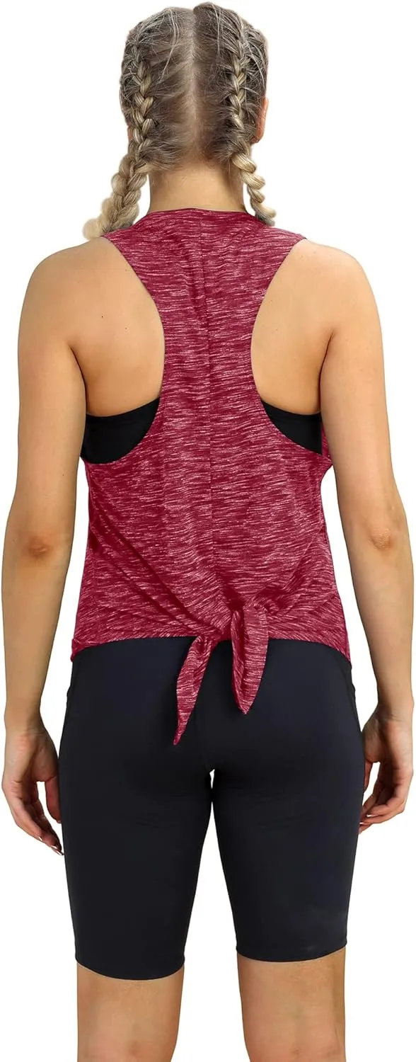 icyzone Workout Tank Top for Women - Tie Back Activewear Exercise Athletic Yoga Tops Running Gym Shirts(Pack of 2)