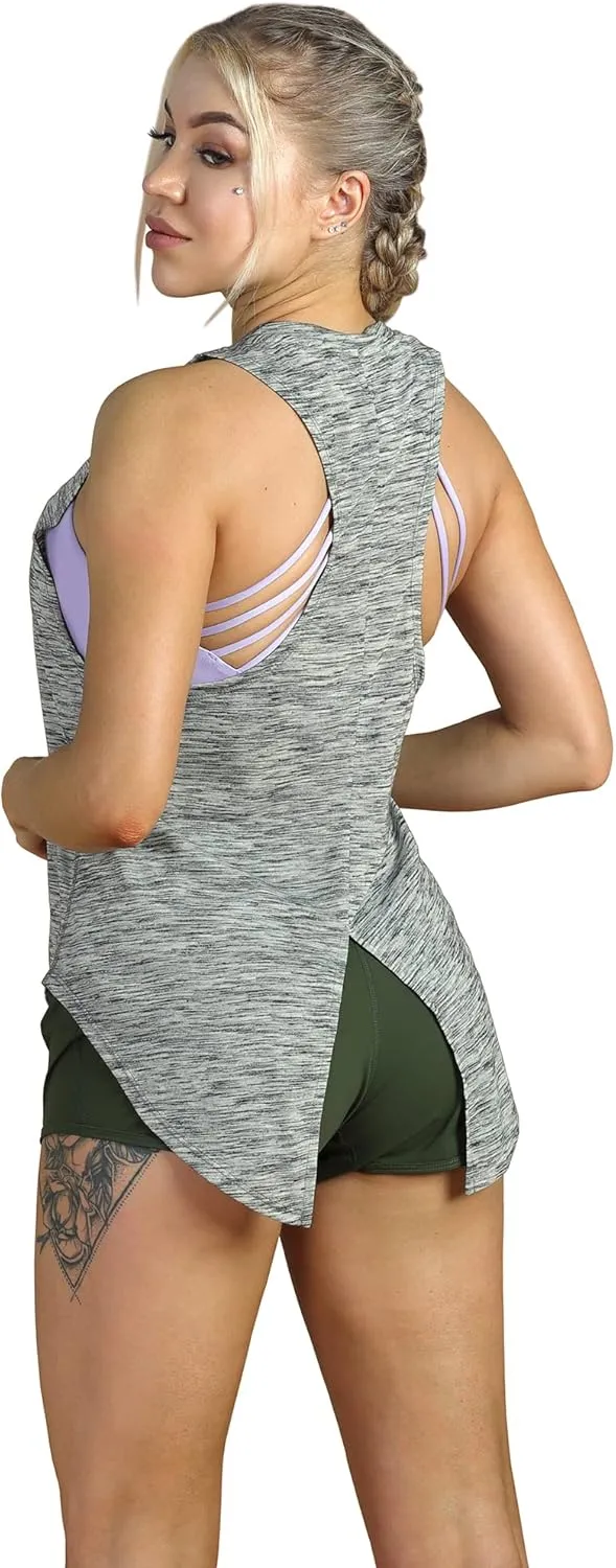 icyzone Workout Tank Top for Women - Tie Back Activewear Exercise Athletic Yoga Tops Running Gym Shirts(Pack of 2)