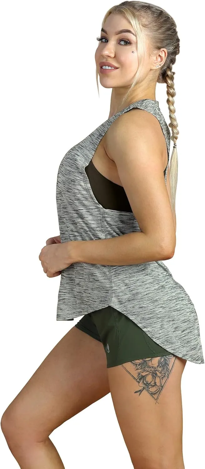 icyzone Workout Tank Top for Women - Tie Back Activewear Exercise Athletic Yoga Tops Running Gym Shirts(Pack of 2)