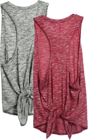 icyzone Workout Tank Top for Women - Tie Back Activewear Exercise Athletic Yoga Tops Running Gym Shirts(Pack of 2)