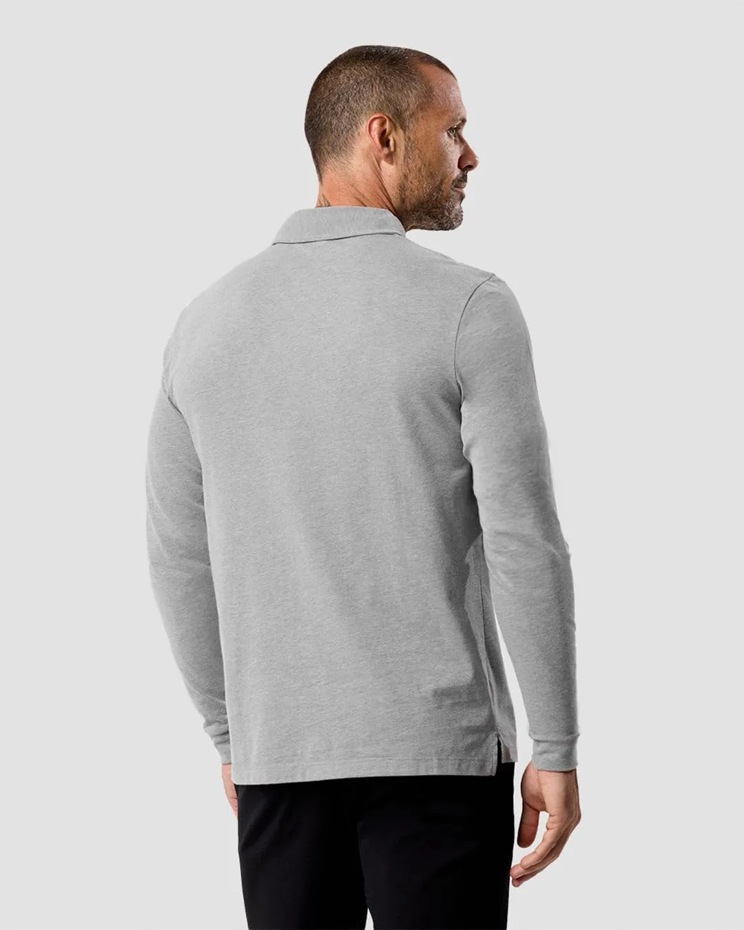 INTO THE AM Long Sleeve Polo Shirts for Men S - 4XL Slim Fit Collared Cotton Blend Full Sleeve Casual Workwear Shirt