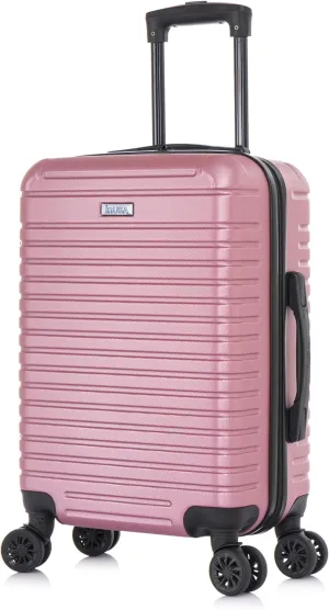 InUSA DEEP Luggage with GEL Handle | Spacious Traveling Suitcases, Travel Suitcase with Dual Spinner Wheels and Studs | 20 Inch Carry On Hardside Luggage | Rose Gold