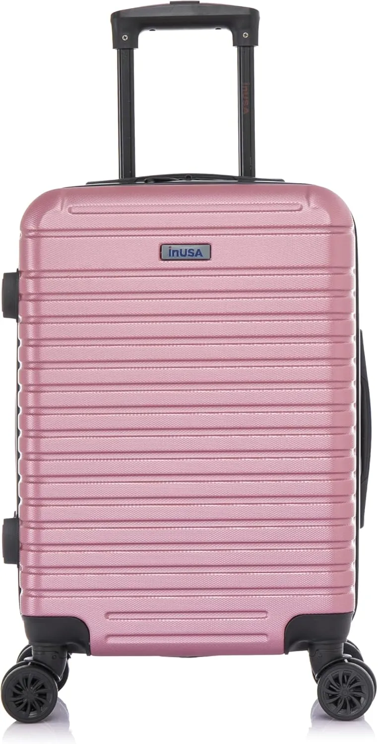 InUSA DEEP Luggage with GEL Handle | Spacious Traveling Suitcases, Travel Suitcase with Dual Spinner Wheels and Studs | 20 Inch Carry On Hardside Luggage | Rose Gold