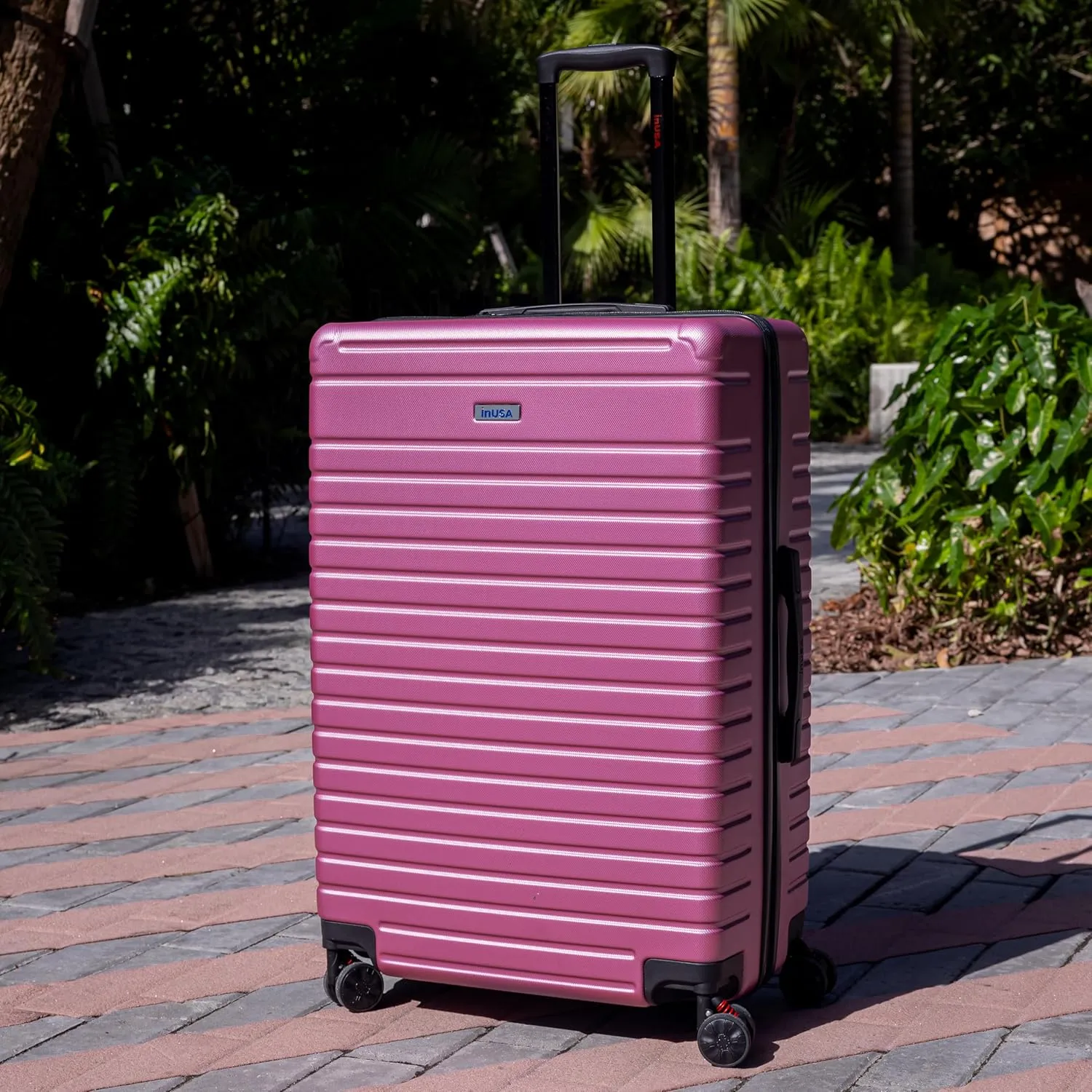 InUSA DEEP Luggage with GEL Handle | Spacious Traveling Suitcases, Travel Suitcase with Dual Spinner Wheels and Studs | 28 Inch Large Hardside Luggage | Rose Gold