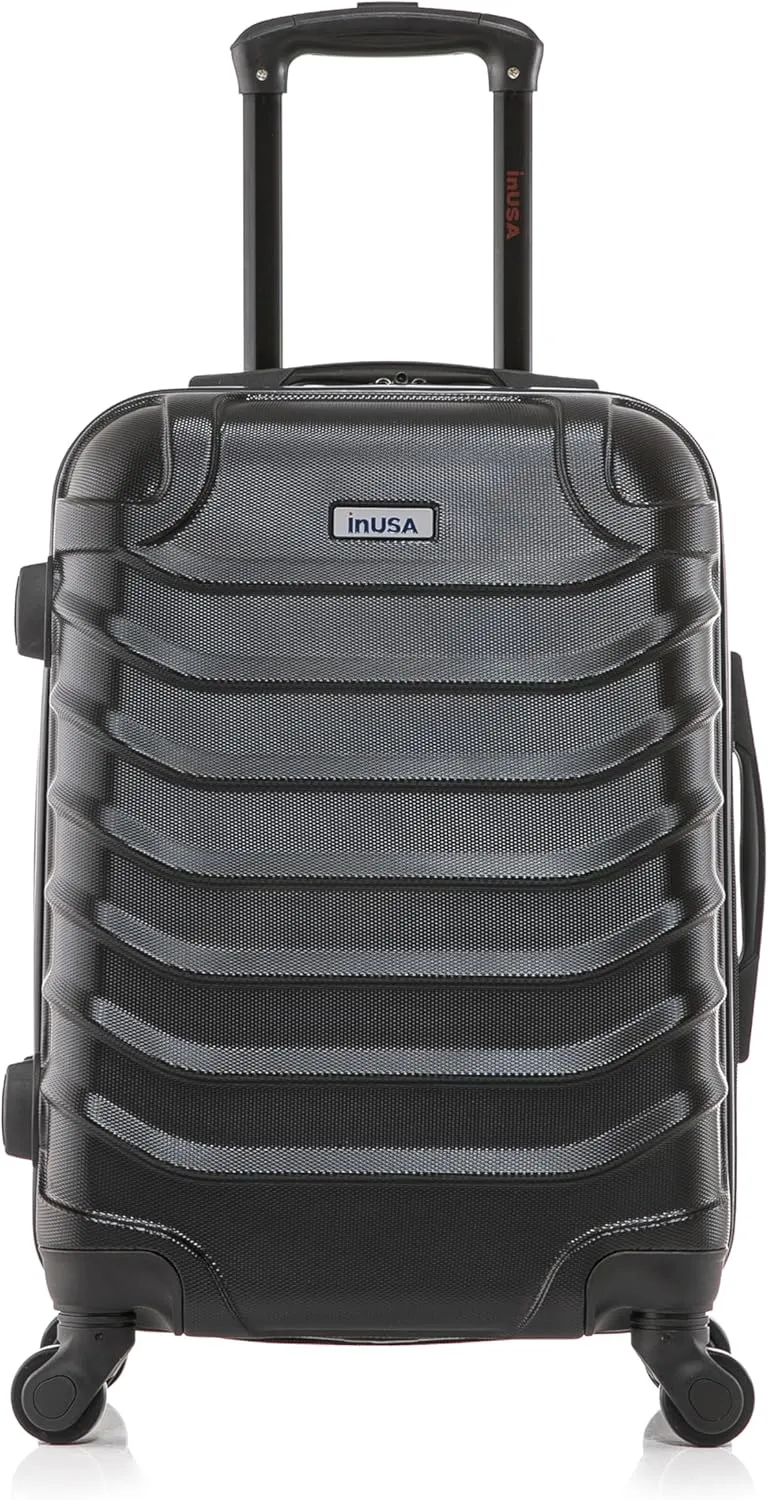 InUSA ENDURANCE Luggage with Spinner Wheels | Durable Lightweight Hardshell Suitcase, Spacious Travel Bag with Handle and Trolley | 20-Inch Carry On Small Luggage | Black