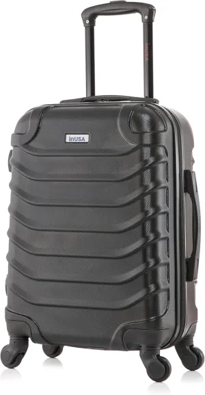 InUSA ENDURANCE Luggage with Spinner Wheels | Durable Lightweight Hardshell Suitcase, Spacious Travel Bag with Handle and Trolley | 20-Inch Carry On Small Luggage | Black