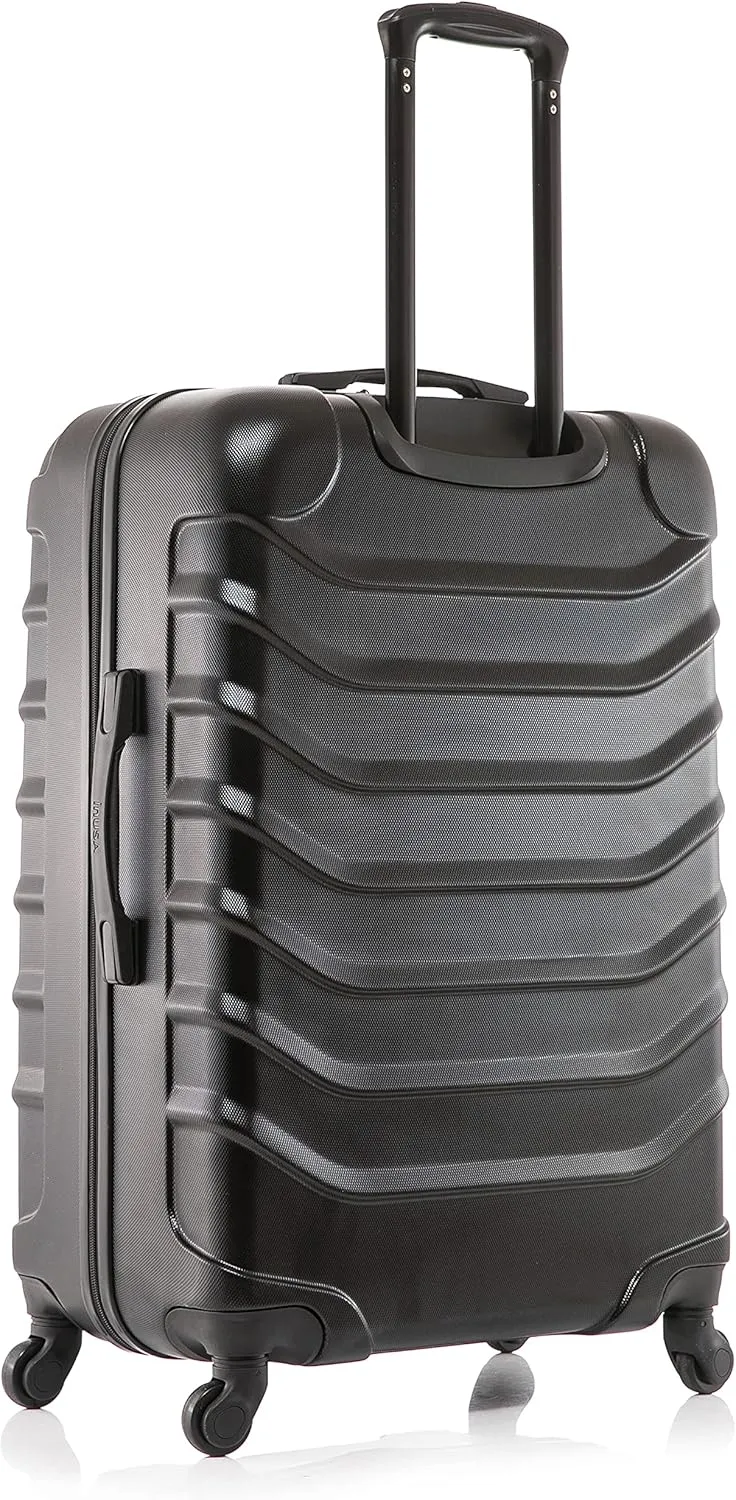 InUSA ENDURANCE Luggage with Spinner Wheels | Durable Lightweight Hardside Suitcase, Spacious Travel Bag with Handle and Trolley | 24-Inch Medium Checked Luggage | Black