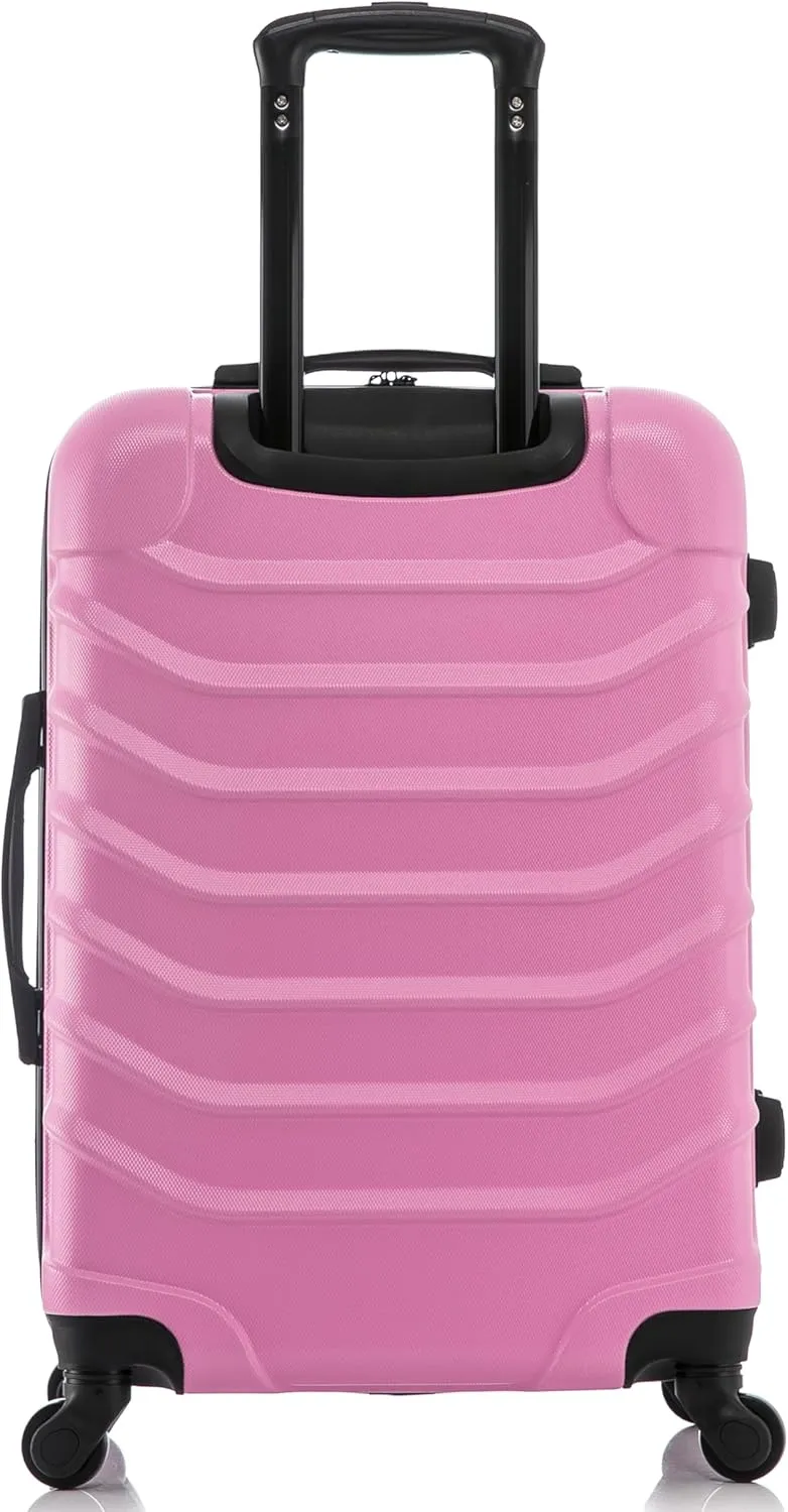 InUSA ENDURANCE Luggage with Spinner Wheels | Durable Lightweight Hardside Suitcase, Spacious Travel Bag with Handle and Trolley | 24-Inch Medium Checked Luggage | Pink