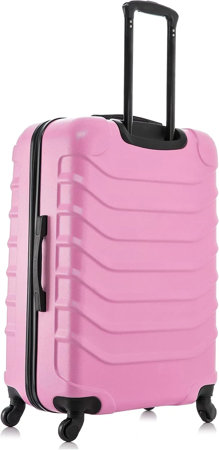InUSA ENDURANCE Luggage with Spinner Wheels | Durable Lightweight Hardside Suitcase, Spacious Travel Bag with Handle and Trolley | 24-Inch Medium Checked Luggage | Pink