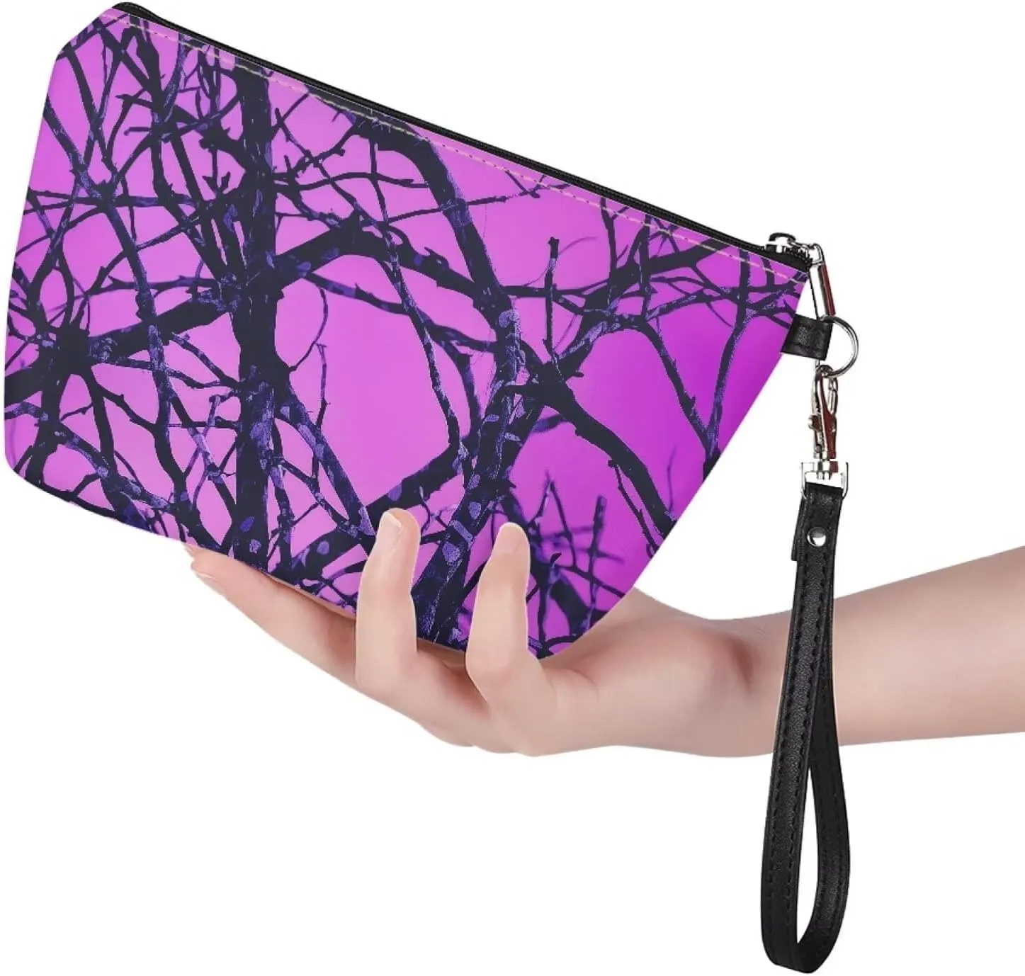 Jeiento Pink Camo Branch Cosmetic Bags for Travel Bulk Makeup Clutch Pouch Cosmetic Toiletries Organizer Bag Pack