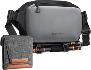 K&F Concept 2 in 1 Sling Bag 10L Shoulder Crossbody Camera DSLR Bag   Lens Filter Pouch for Filter Up to 82mm
