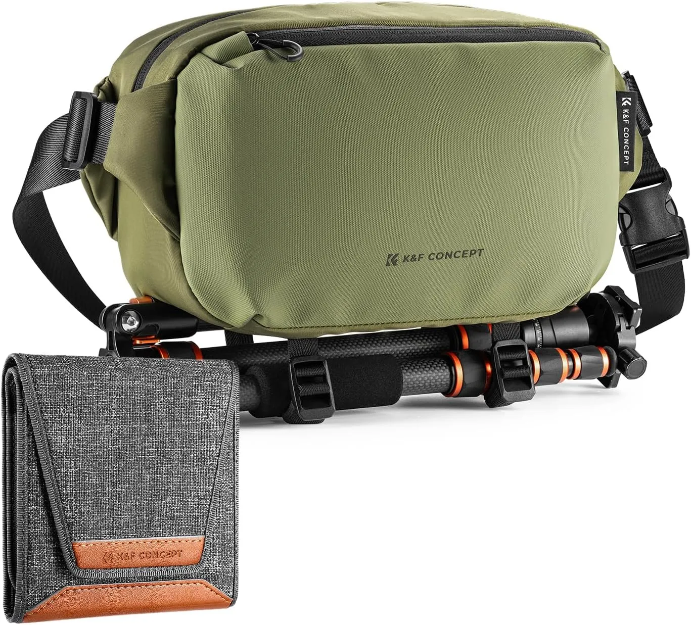 K&F Concept 2 in 1 Sling Bag 10L Shoulder Crossbody Camera DSLR Bag   Lens Filter Pouch for Filter Up to 82mm