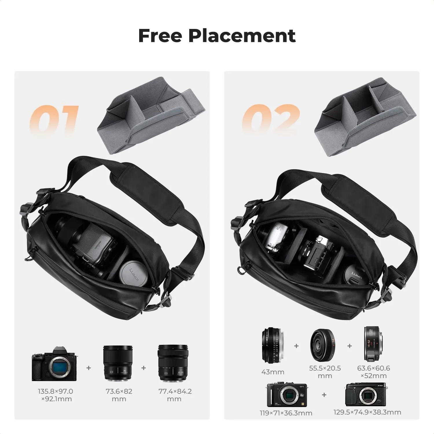 K&F Concept 2 in 1 Sling Bag Everyday Shoulder Bag & Multifunction Photography Crossbody Camera DSLR Backpack Portable Bag