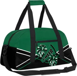 Kid Cheer Duffel Bag Weekender Overnight Bag Travel Collapsible Sports Gym Bags for Girls Boys Gymnastics Sleepover Bag Waterproof Carry-on Bags Lightweight Work Out Bags Green Black White