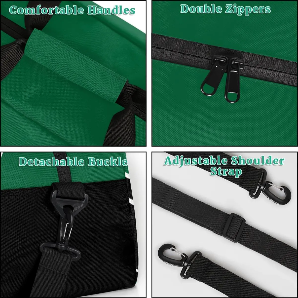 Kid Cheer Duffel Bag Weekender Overnight Bag Travel Collapsible Sports Gym Bags for Girls Boys Gymnastics Sleepover Bag Waterproof Carry-on Bags Lightweight Work Out Bags Green Black White