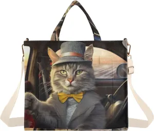 Kigai Cat Driver Corduroy Tote Bag for Women Hobo Crossbody Bag Purse Stylish Shoulder Handbag Messenger Bags, S