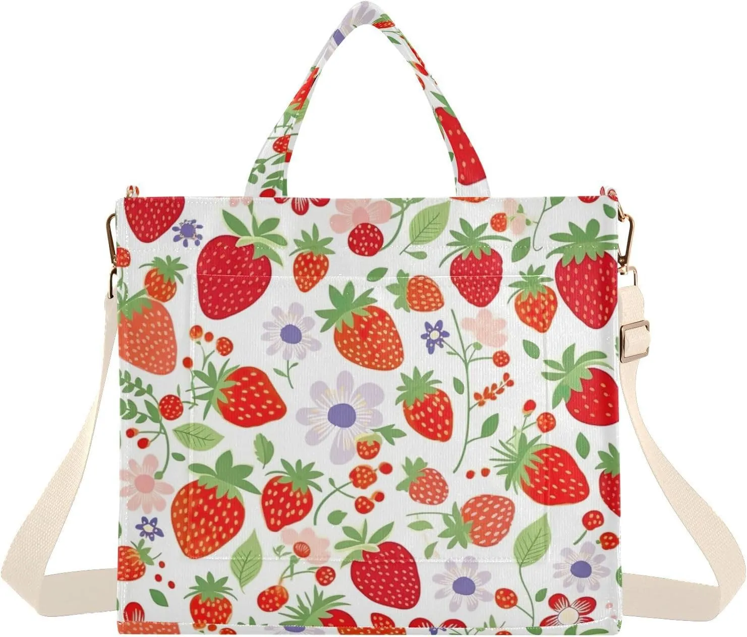 Kigai Strawberry Red Corduroy Tote Bag for Women Hobo Crossbody Bag Purse Stylish Shoulder Handbag Messenger Bags, S