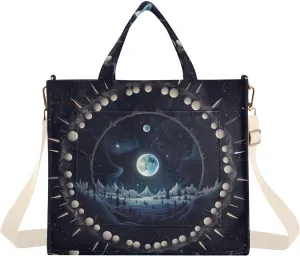 Kigai Sun and Moon Corduroy Tote Bag for Women Hobo Crossbody Bag Purse Stylish Shoulder Handbag Messenger Bags, S