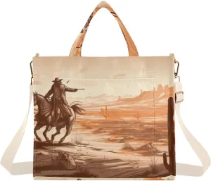 Kigai Western Desert Cowboys Corduroy Tote Bag for Women Hobo Crossbody Bag Purse Stylish Shoulder Handbag Messenger Bags, S