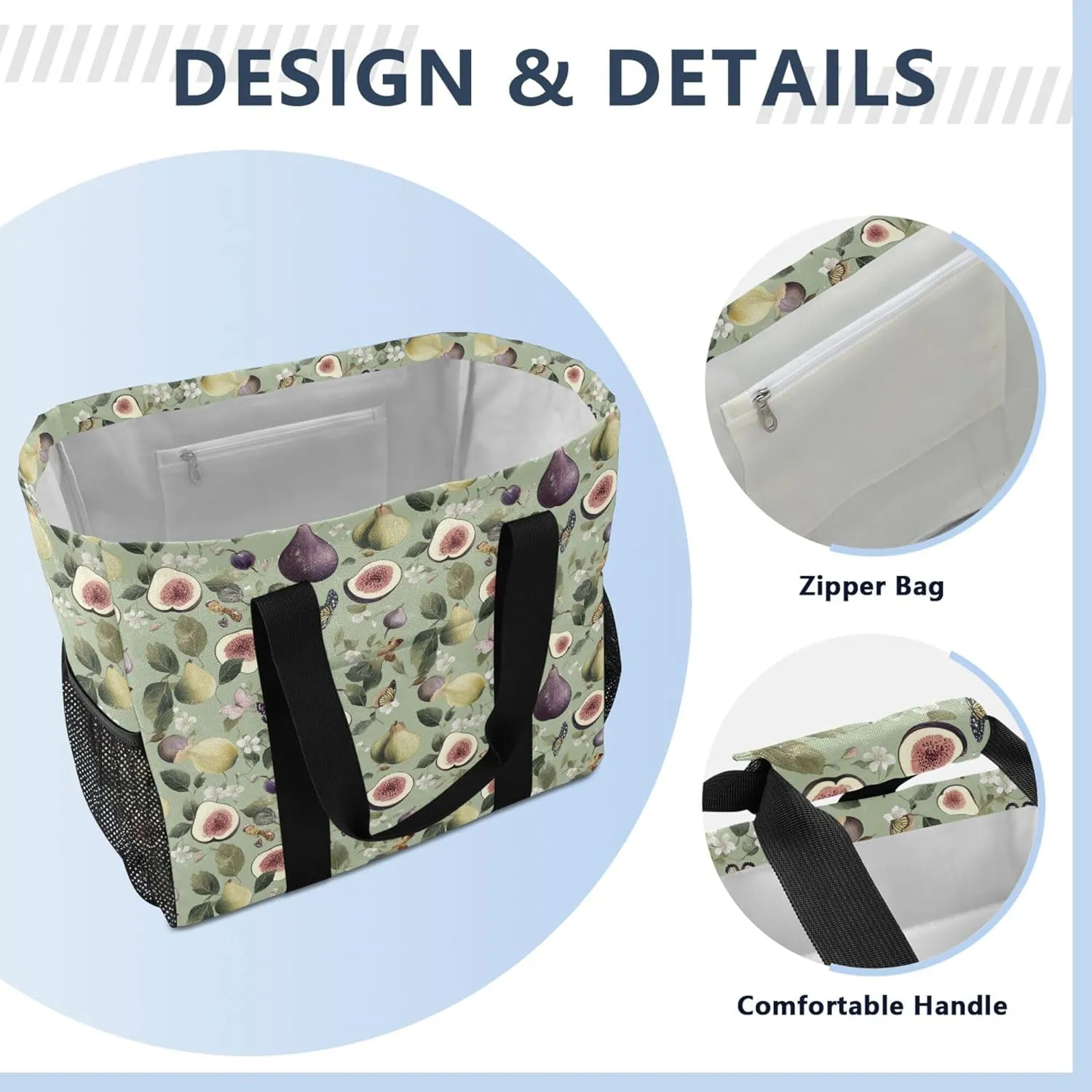 KLL Utility Tote Bags For Women with Handles Collapsable With Pockets Shopping Bags Reusable
