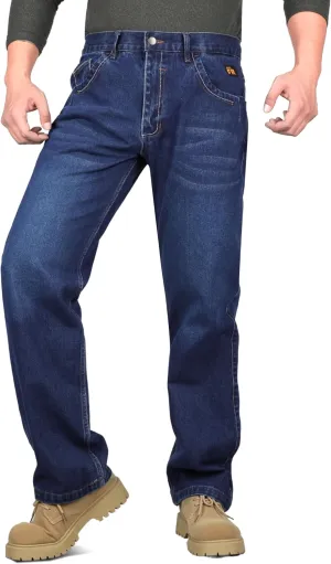 KONRECO FR Pants for Men Flame Resistant 14oz Heavy Duty Denim Pre-Washed Relaxed FR Jeans