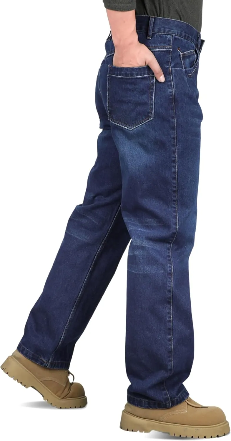 KONRECO FR Pants for Men Flame Resistant 14oz Heavy Duty Denim Pre-Washed Relaxed FR Jeans