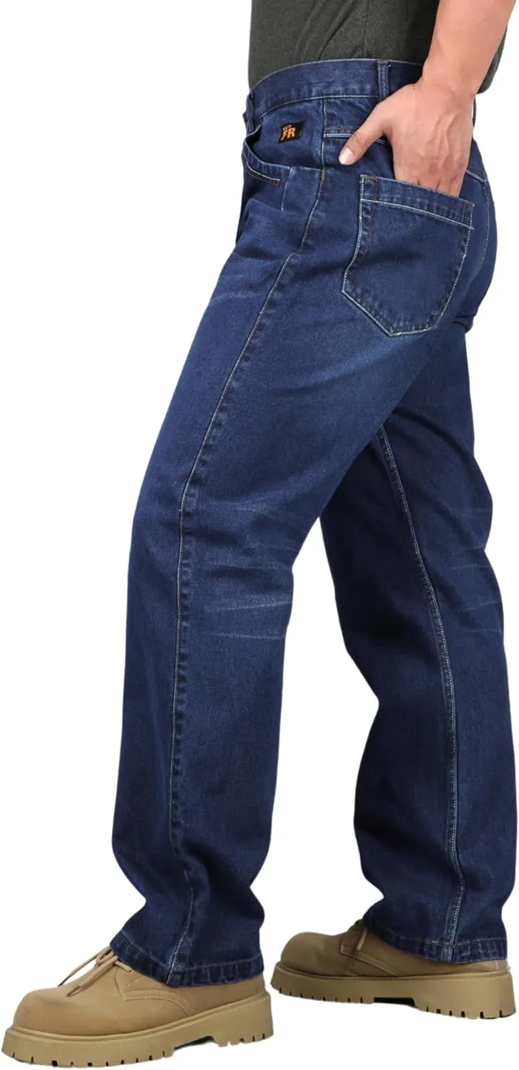 KONRECO FR Pants for Men Flame Resistant 14oz Heavy Duty Denim Pre-Washed Relaxed FR Jeans