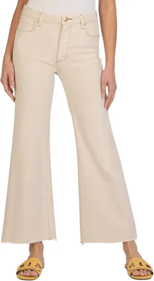 KUT from the Kloth Meg High-Rise Fab Ab Wide Leg Raw Hem in Milestone Ecru 6