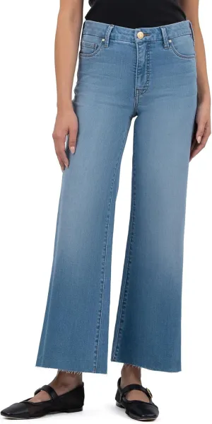 KUT from the Kloth Meg High-Rise Fab Ab Wide Leg Raw Hem
