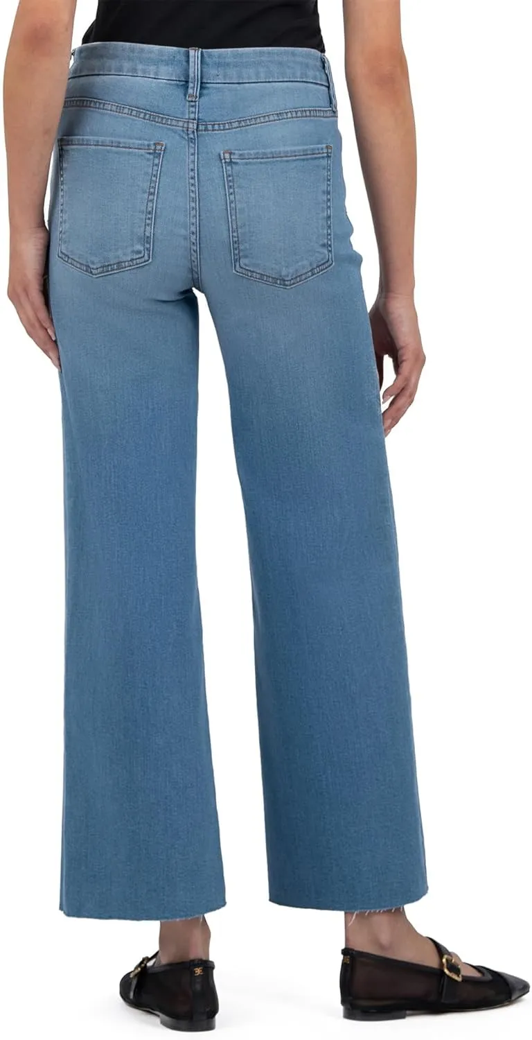 KUT from the Kloth Meg High-Rise Fab Ab Wide Leg Raw Hem
