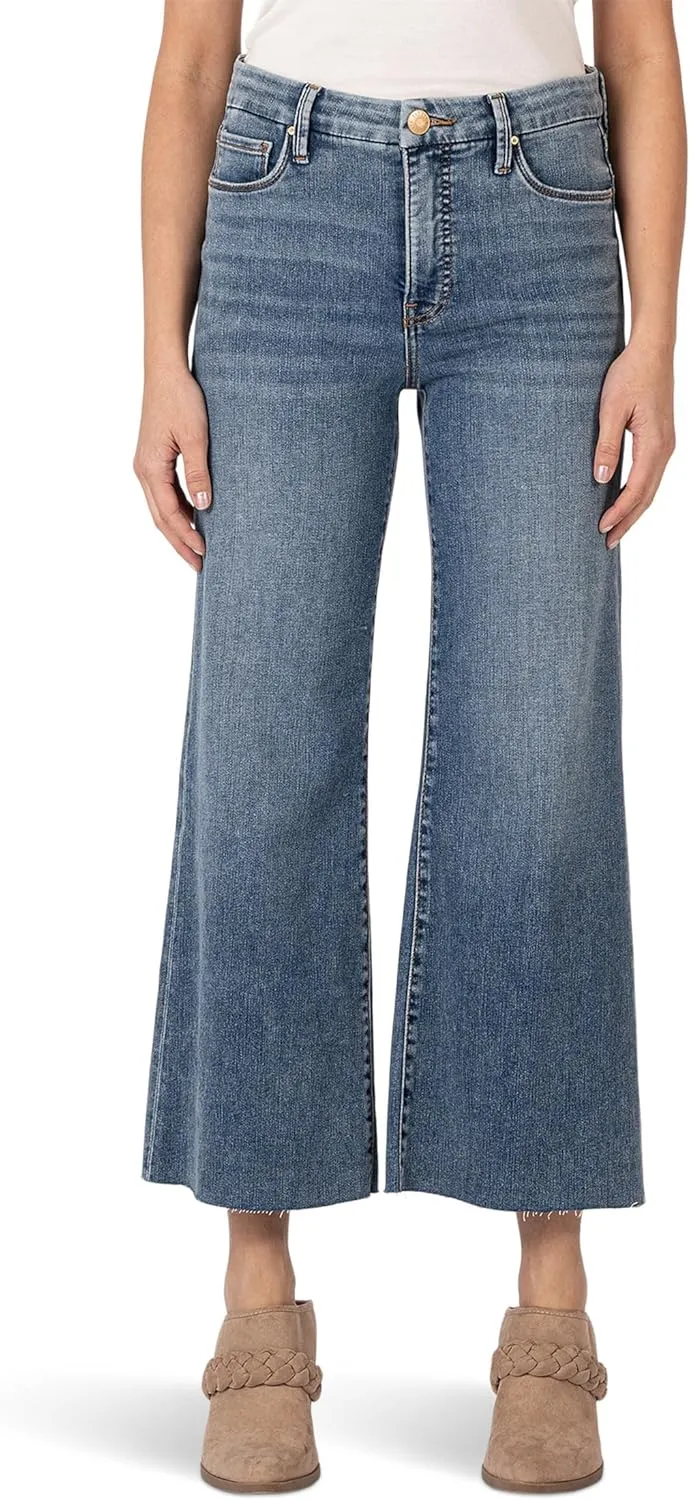 KUT from the Kloth Women's Meg High Rise Fab Ab Wide Leg Raw Hem