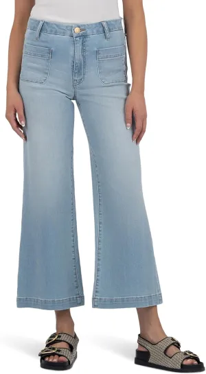 KUT from the Kloth Women's Meg High-Rise Wide Leg with Patch Pockets Regular Hem