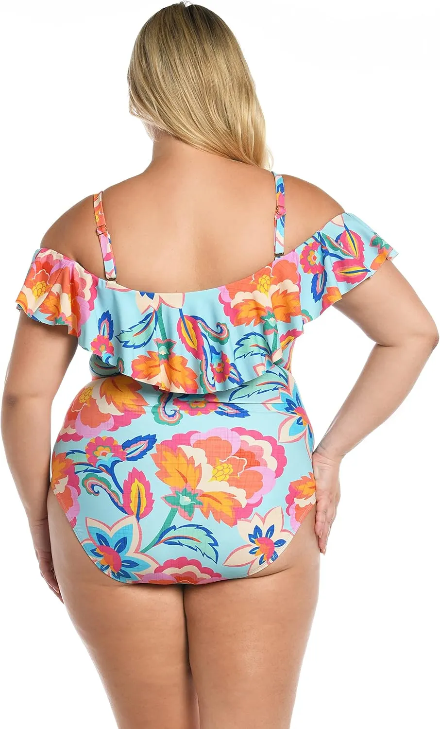 La Blanca Women's One Piece Swimsuit Off Shoulder Ruffle Bathing Suit
