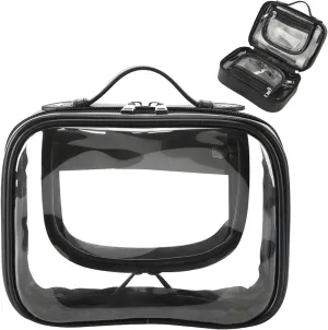Large Capacity Makeup Bag, Clear Make up Bag, Waterproof Transparent Cosmetics Toiletry Tote Bag, Large Capacity Travel Cosmetic Bags for Toiletries Men Women (Black)