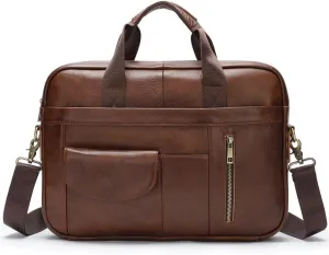 Leather Briefcase for Men Briefcase Bag Portable Top Layer Cowhide Computer Business Bags