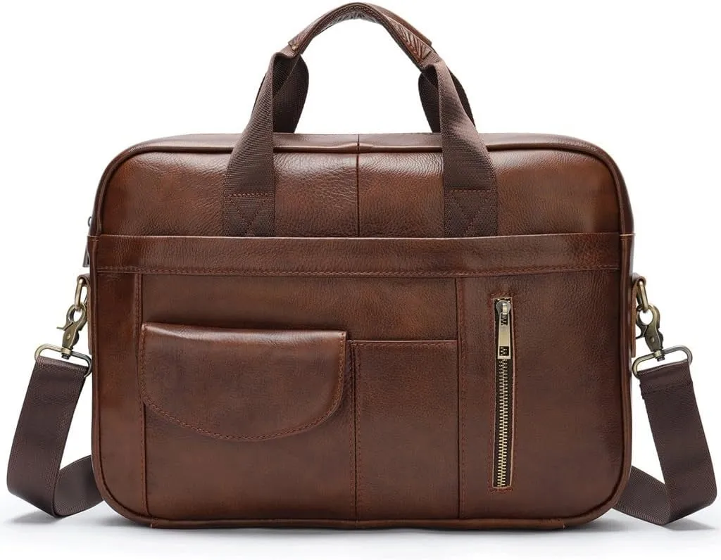 Leather Briefcase for Men Briefcase Bag Portable Top Layer Cowhide Computer Business Bags