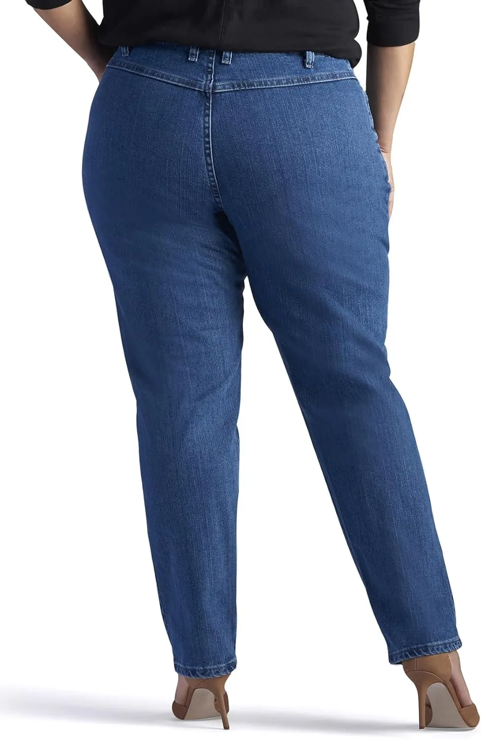 Lee Women's Plus Size Relaxed Fit Side Elastic Tapered Leg Jean