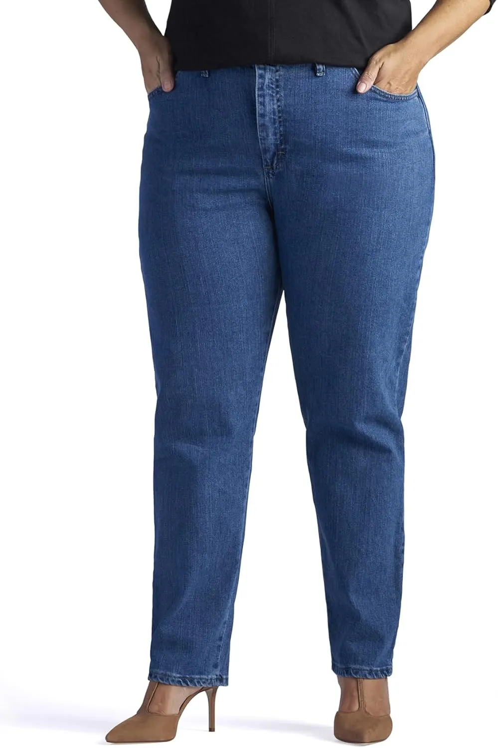 Lee Women's Plus Size Relaxed Fit Side Elastic Tapered Leg Jean