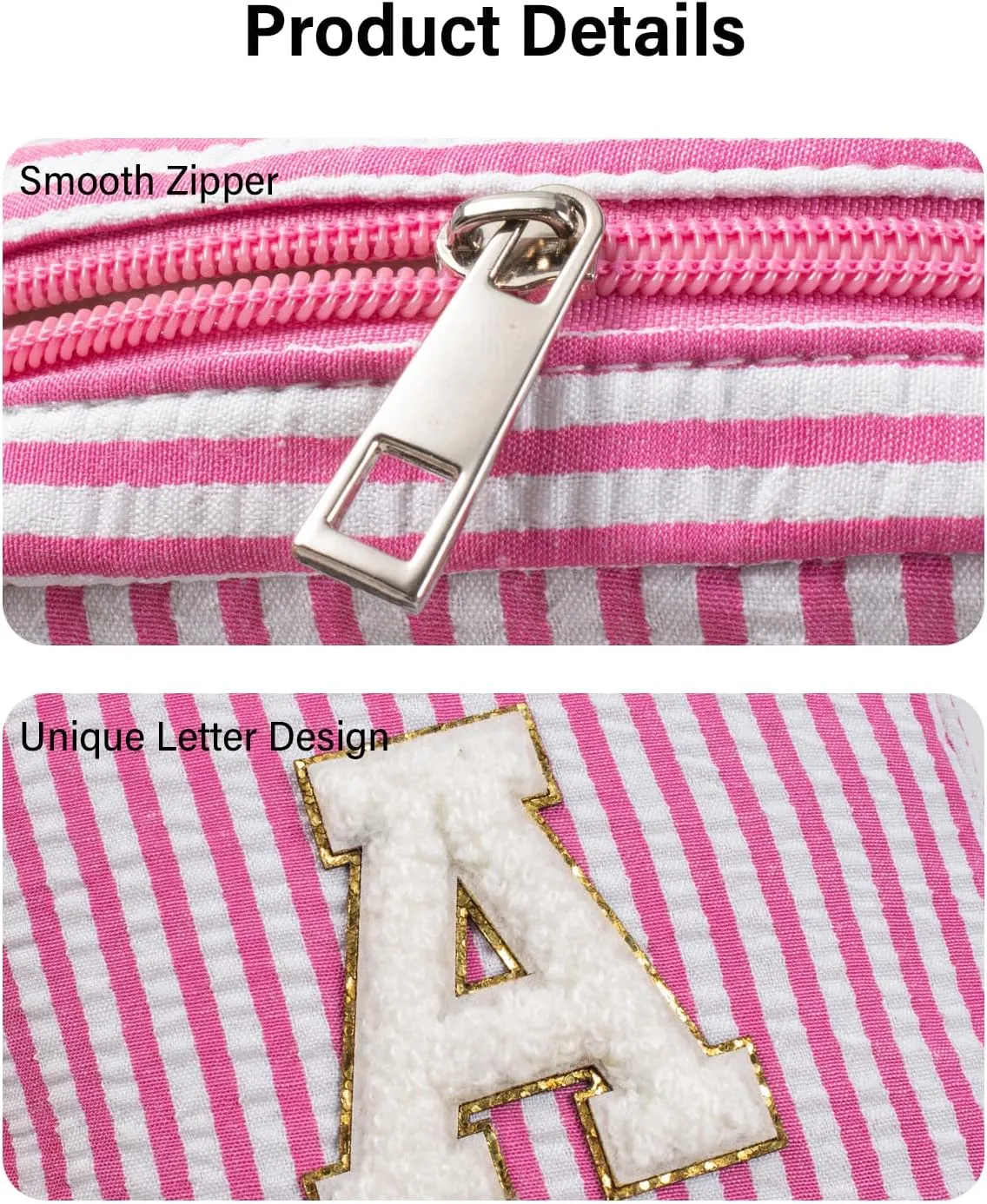 LETGO 2025 Graduation Gifts for Women- Personalized Initial Cute Pink Cosmetic Makeup Bag Pouch Make Up Bags Travel Toiletry Bag for Her Mom Girlfriend Wife Teacher 18th Birthday Gifts for Girls