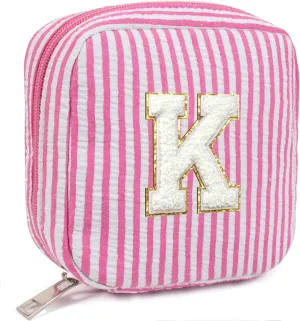 LETGO 2025 Graduation Gifts for Women- Personalized Initial Cute Pink Cosmetic Makeup Bag Pouch Make Up Bags Travel Toiletry Bag for Her Mom Girlfriend Wife Teacher 18th Birthday Gifts for Girls