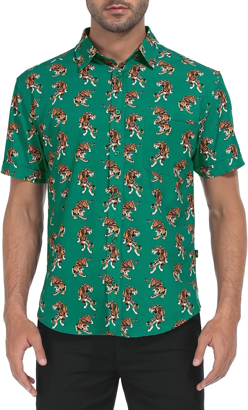 LRD Men's Novelty Casual Button Down Shirt Short Sleeve Hawaiian Dress Shirts