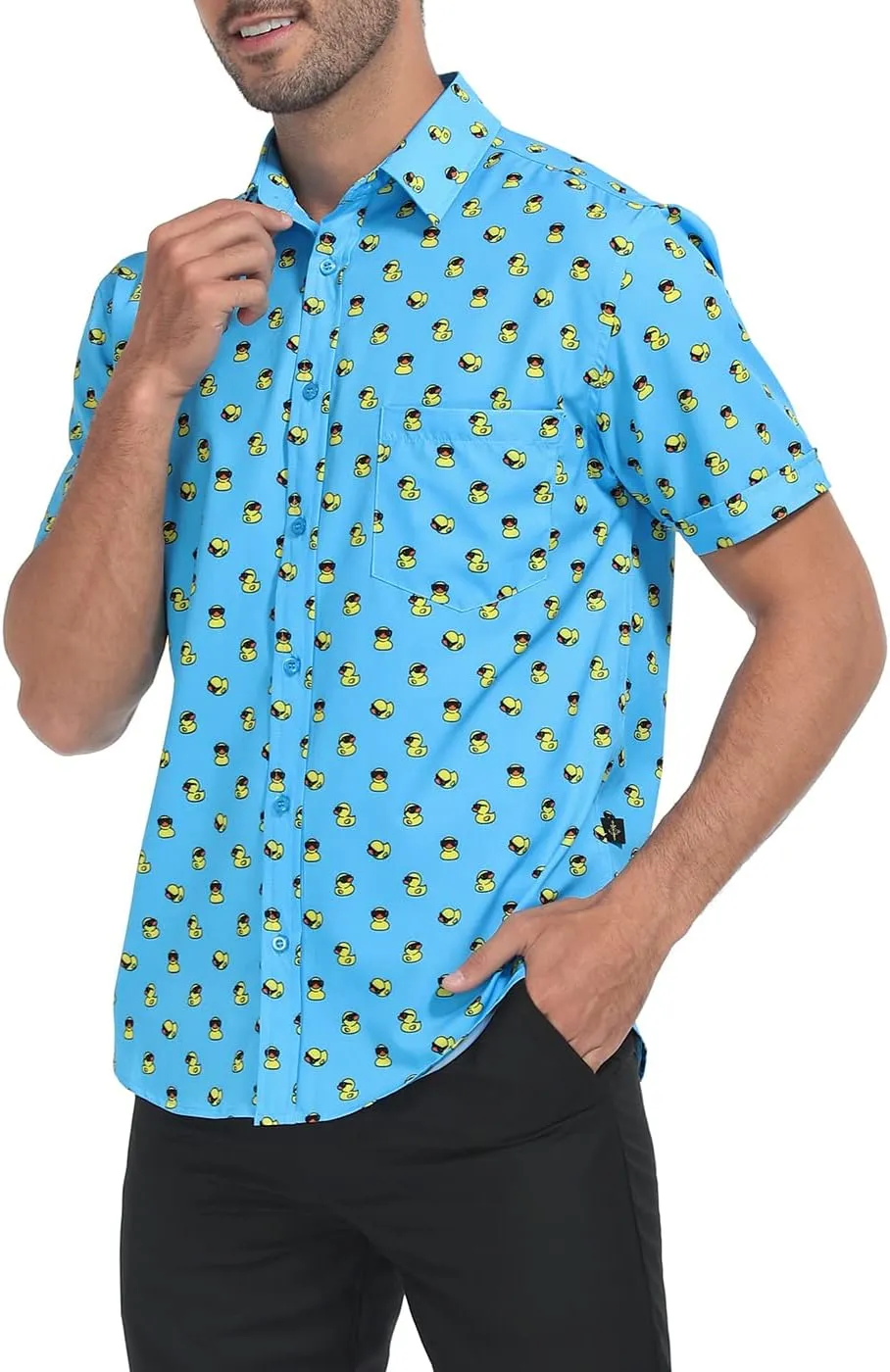 LRD Men's Novelty Casual Button Down Shirt Short Sleeve Hawaiian Dress Shirts